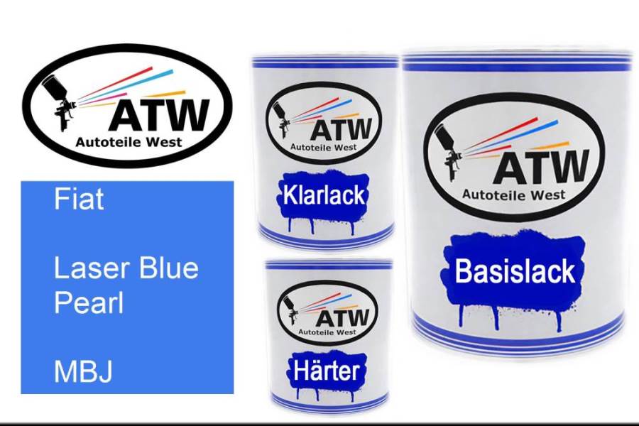 Fiat, Laser Blue Pearl, MBJ: 1L Lackdose + 1L Klarlack + 500ml Härter - Set, von ATW Autoteile West.